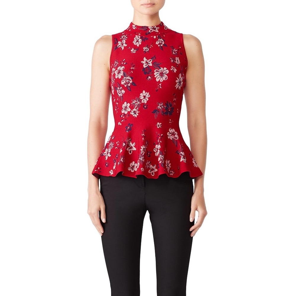 Floral Red Sleeveless Top
